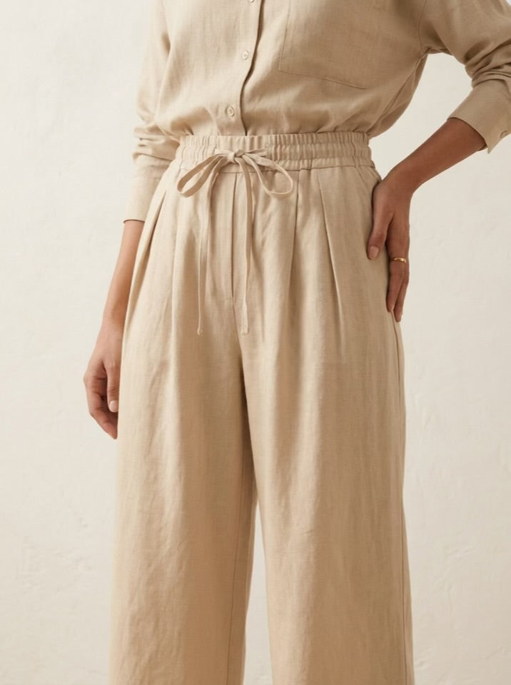 The Verona Linen Wide-Leg Pants - Beige