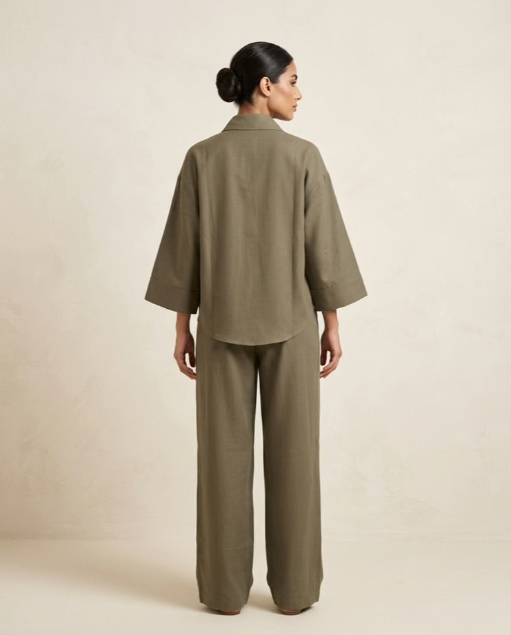 The Verona Linen Set - Olive