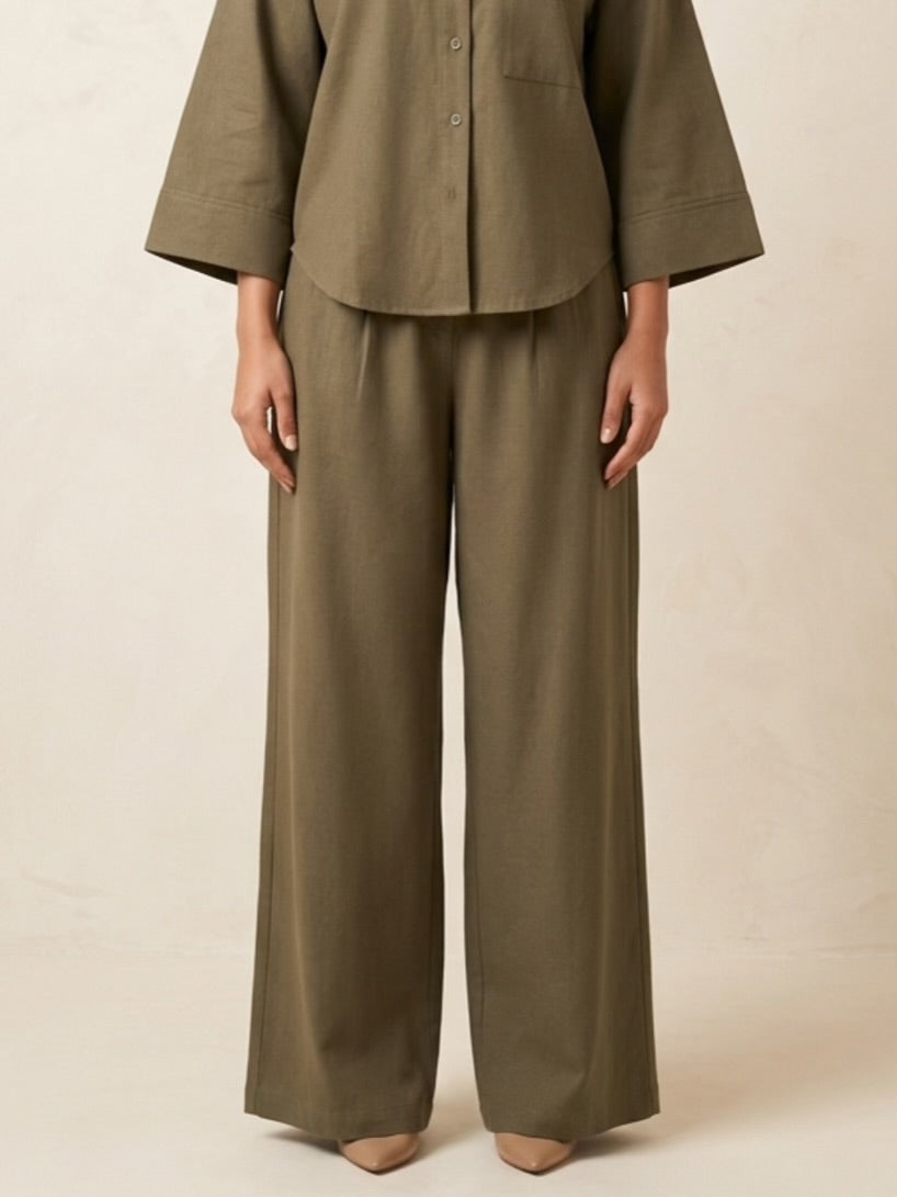 The Verona Linen Set - Olive