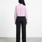 [BUNDLE] Pink Pinstripe Cropped Shirt and Pleated Black Pants
