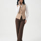 [BUNDLE] - V-Line Vest Beige and Brown Elegant Wide Leg Pants