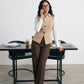 [BUNDLE] - V-Line Vest Beige and Brown Elegant Wide Leg Pants