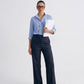 [BUNDLE] - Ruffle Blue Blouse and Elegant Wide Leg Navy Trouser