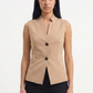 Premium V-Line Vest & Pants Set - Beige/Black