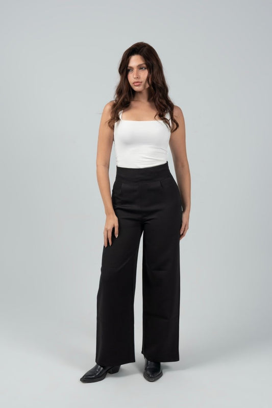 Black High - Waist Classic Trousers - Hushy Wear