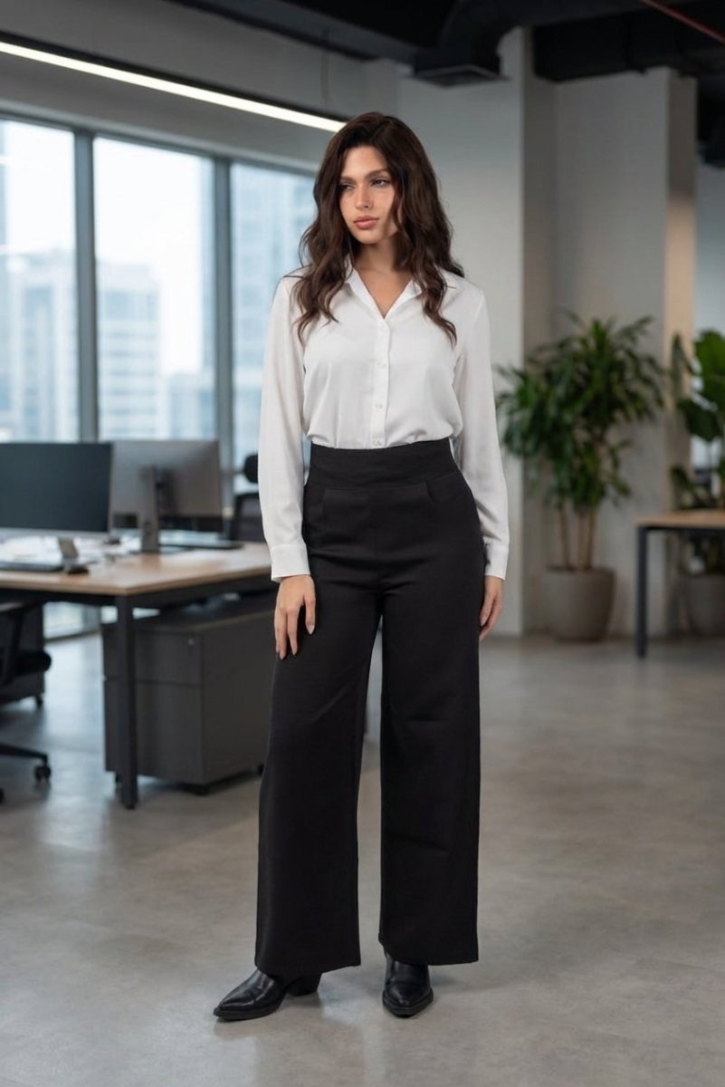 Black High - Waist Classic Trousers - Hushy Wear