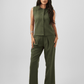 Button Down Sleeveless Top in Olive Green - Hushy Wear