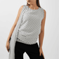 Chic Polka Dot Draped Shoulder Blouse – Black & White - Hushy Wear