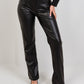 Faux Leather Wide Leg Pants - Black - Hushy Wear