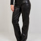 Faux Leather Wide Leg Pants - Black - Hushy Wear