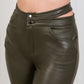 Faux Leather Wide Leg Pants - Olive - Hushy Wear