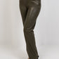Faux Leather Wide Leg Pants - Olive - Hushy Wear
