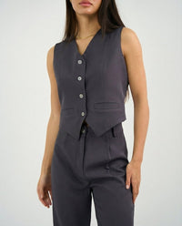 Gray Classic Vest & Pleated Straight Pants Set - Hushy Wear