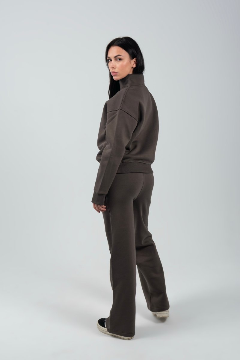 Half - Zip Lounge Top – Charcoal - Hushy Wear