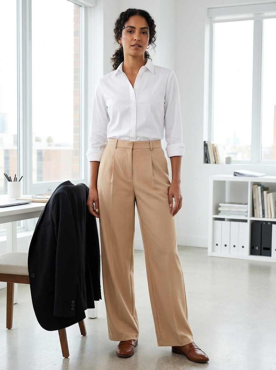 Premium Pleated Trousers – Beige