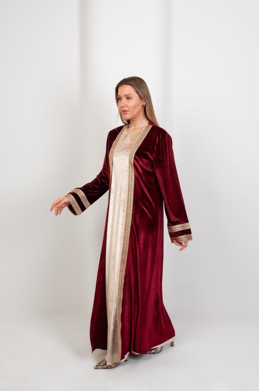 Hushy Velvet Kaftan - Burgundy - Hushy Wear