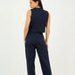 Navy Classic Vest & Pleated Straight Pants Set - Hushy Wear