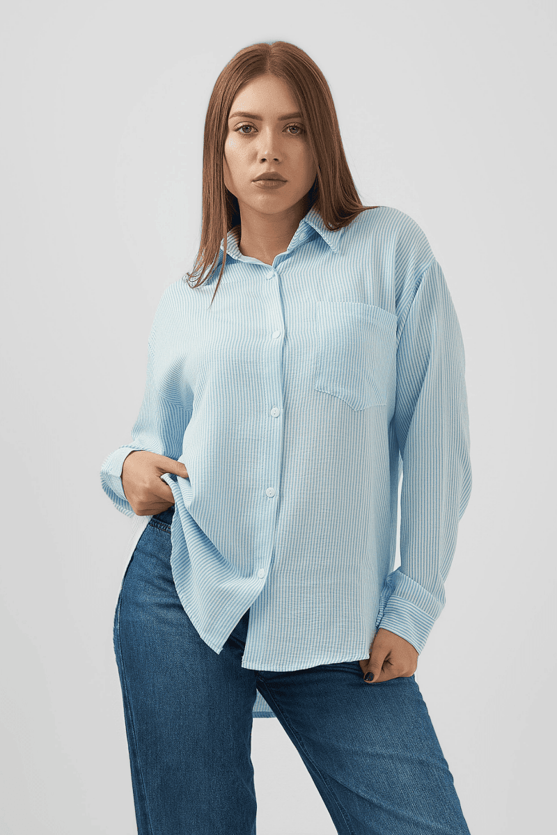 Oversized Shirt In Baby Blue - Hushy Wear