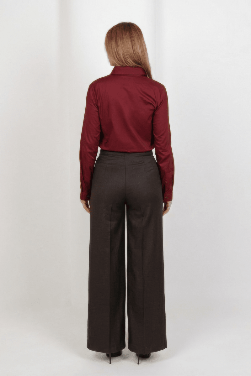 Premium High Waist Trouser - Brown - Hushy Wear