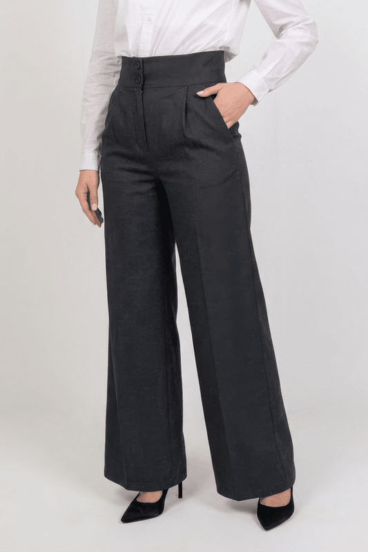 Premium High Waist Trouser - Gray - Hushy Wear