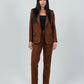 Relaxed Fit Suede Two Button Blazer (Blazer Only) - Brown - Hushy Wear
