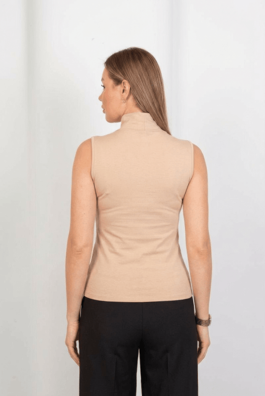 Sleeveless Basic Top - Beige - Hushy Wear