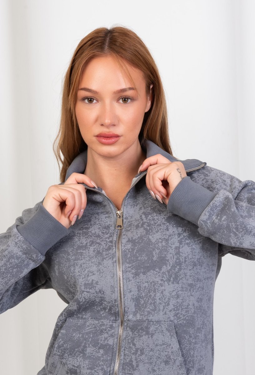 Vintage Wash Zip - Up Top – Charcoal Grey - Hushy Wear