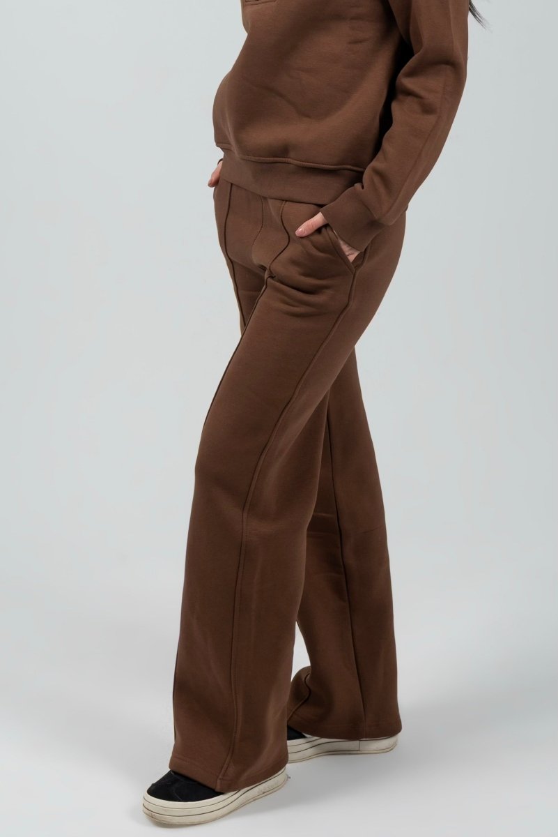 Wide - Leg Lounge Sweatpants – Mocha - Hushy Wear
