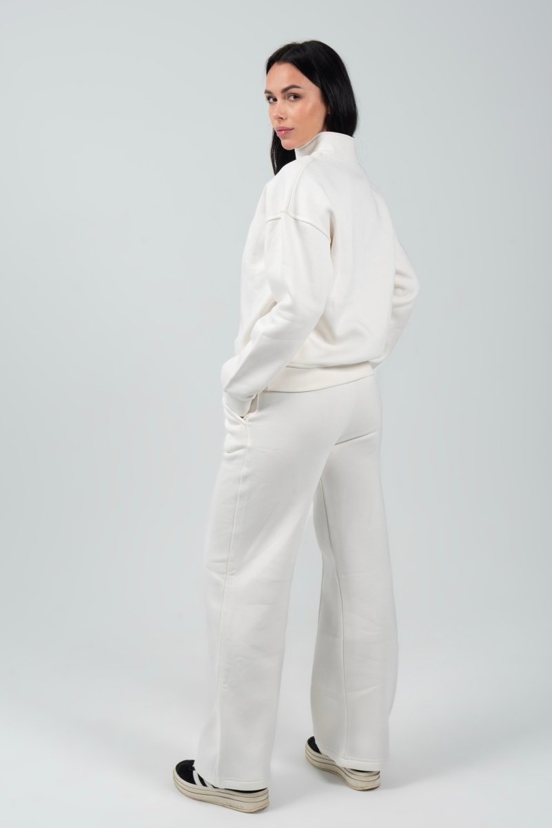 Wide - Leg Lounge Sweatpants – Off - White - Hushy Wear